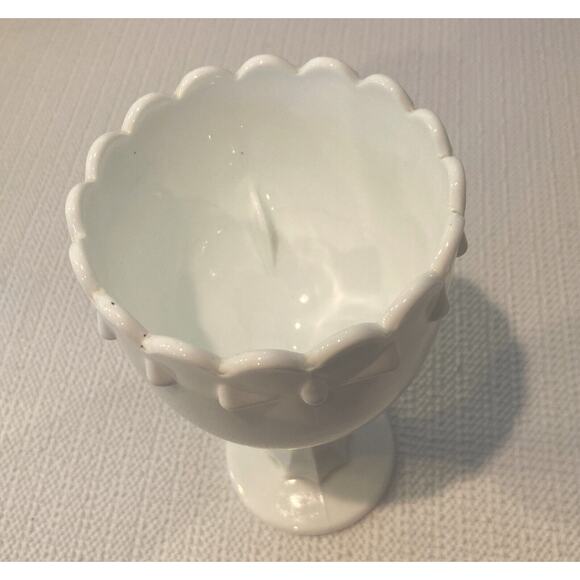 Vintage Indiana Glass Teardrop Milk Glass Footed 7" Goblet Chalice Vase Compote - Picture 2 of 11